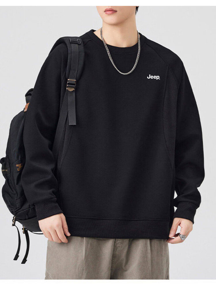 JEEP Men's Spring Autumn Crew Neck Long Sleeve Sweatshirt Casual Trendy Versatile Men's Clothing Heather Gray XL 17