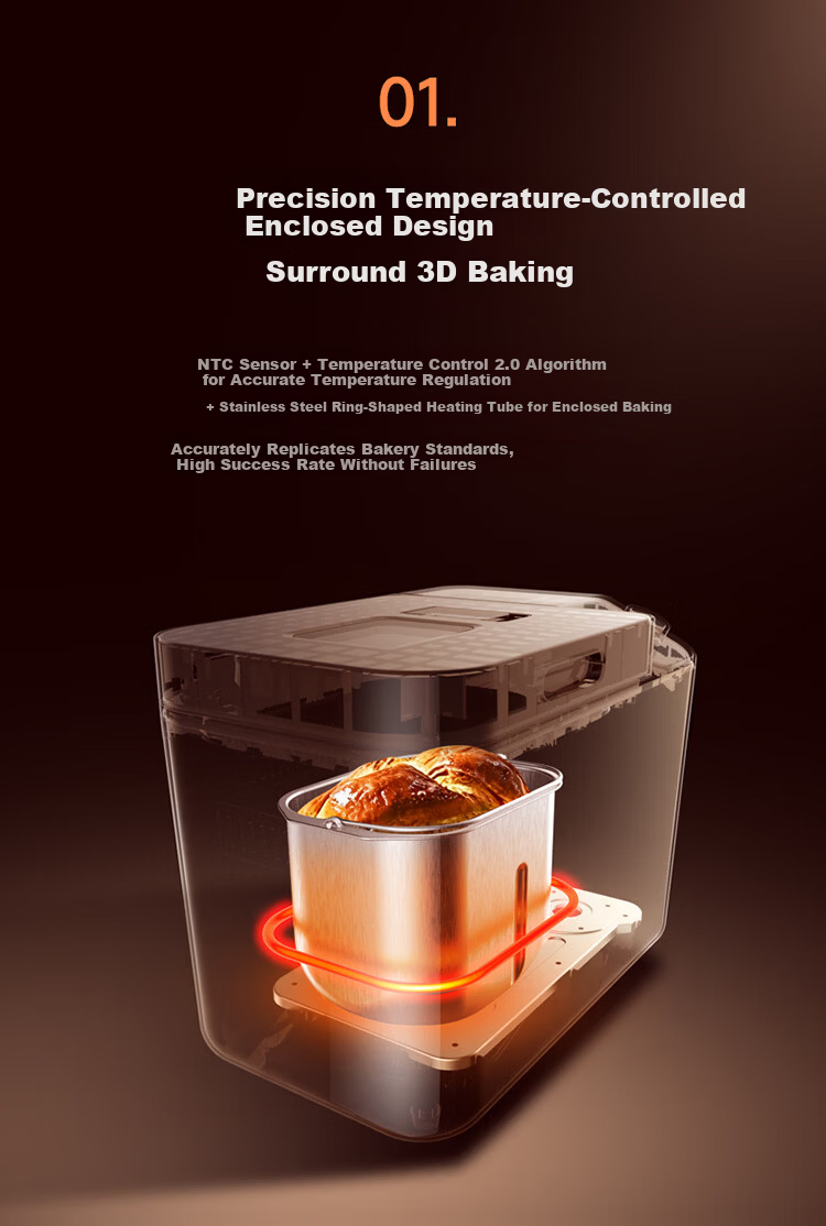 ACA Automatic All-In Bread Maker, Multifunctional Bread And Pastry Machine, Automatic Sprinkle Yeast Filling, Aluminum Pressed Inner Pot, T5 Pro 5