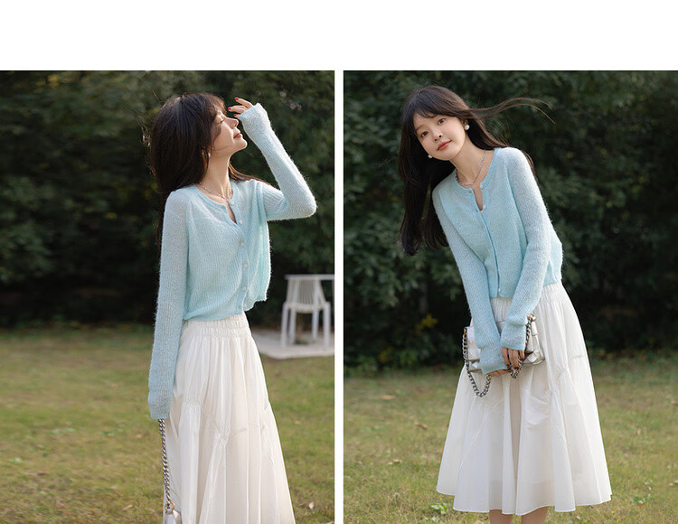 MT Semi-Sheer Style Spring Soft Dopamine Socialite High Elasticity Slimming Knit Top for Women 9