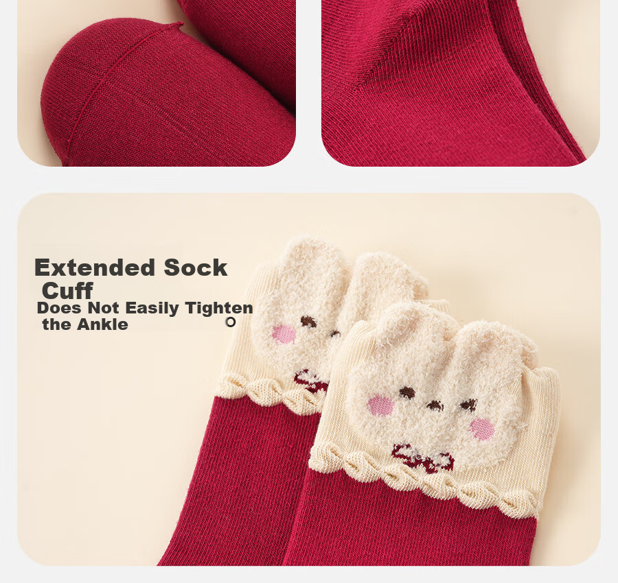 Mianqixiong New Year Red Socks for Zodiac Year Children's Socks Girls' Christmas Cotton Socks 2025-XNY01-1-3 18