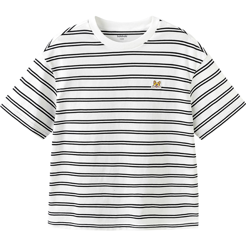 Balabala [balaOne] Kids Short Sleeve T-Shirt Boys Girls 2026 Summer Striped Quick-Dry Parent-Child