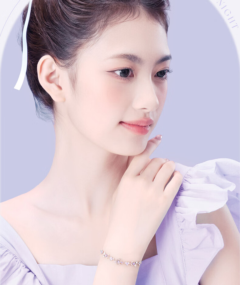 Zhenshangyin Chinese Gold Jasmine Silver Bracelet, Women's Jewelry, Niche High-End Birthday Gift for Girlfriend Or Wife, S925 10