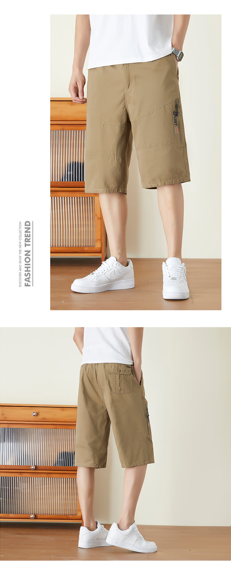RED DRAGONFLY Men's Summer Fashion Simple Cotton Comfortable Breathable Versatile Seven-Point Sports Cargo Shorts 23