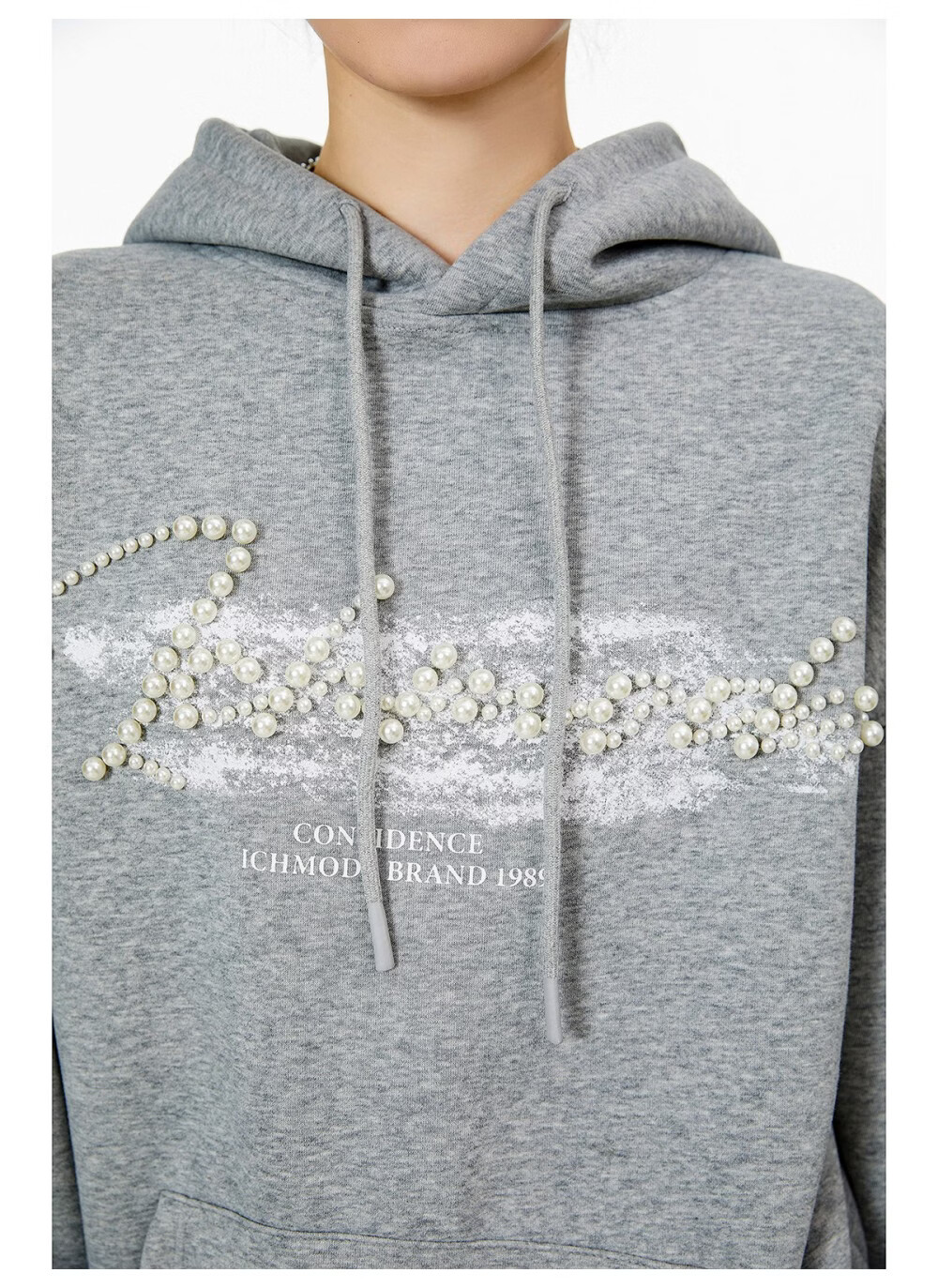 ICH MODE American Style Gray Hoodie Women 2026 Spring New Loose Casual Pullover Jacket White S 26
