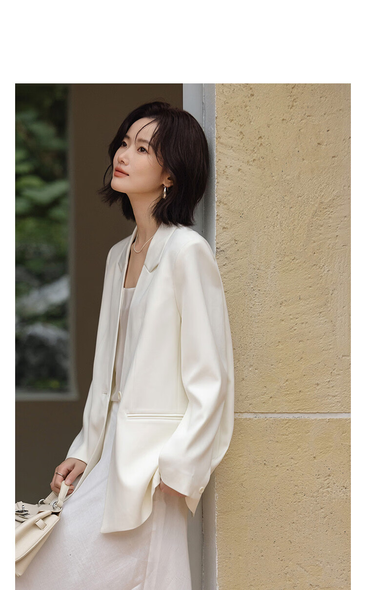 Demana [Smart Elegance] Spring Business Commuter Single-Button Double Piped Pocket Women's Blazer Jacket 11