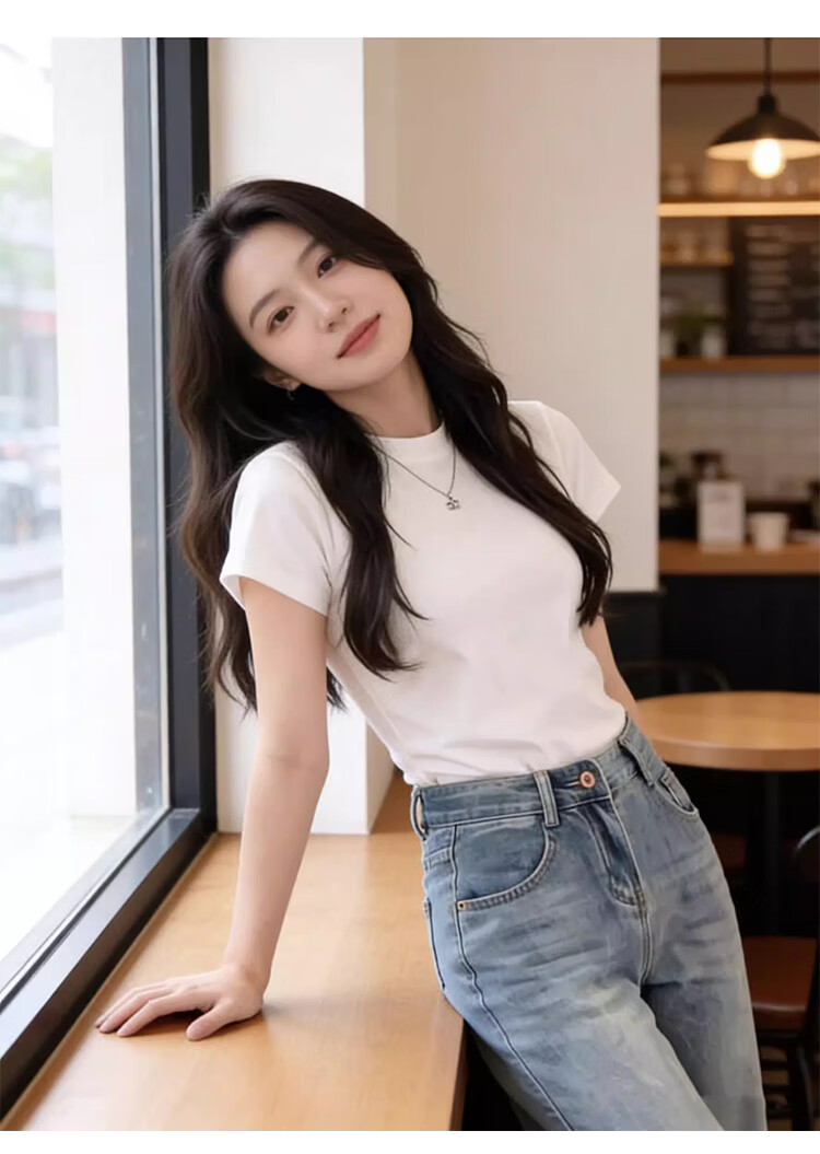 Woodpecker Women's Short Sleeve T-Shirt Spring Summer 2026 New Round Neck Slim Fit Top Ancola Red XL 8