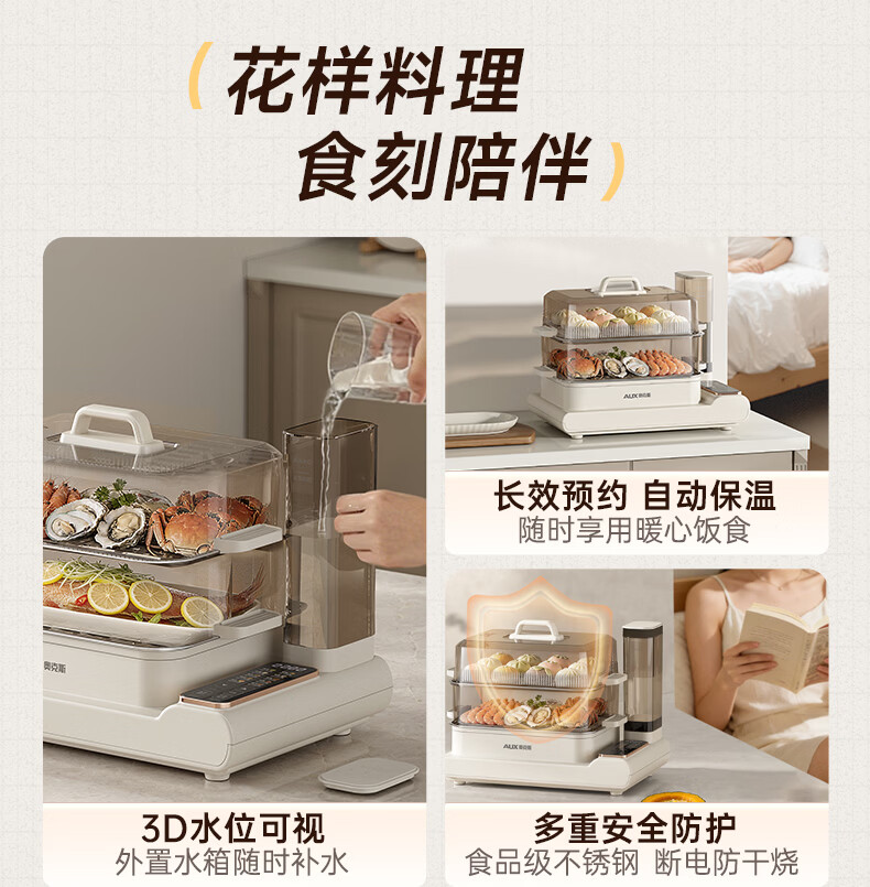 AUX 20L Large Capacity Multifunctional Double-Layer Electric Steamer with External Water Tank ADZ-30AZX-258C 2