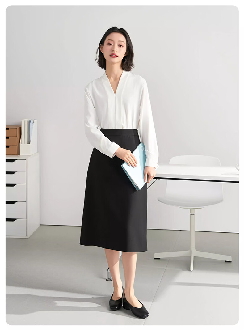 Jeanswest Women's Spring V-Neck Premium Professional Inner Shirt White Long Sleeve XL 9