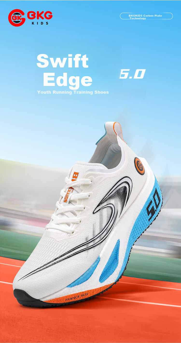 BKG Middle School Student Running Shoes Jifeng 5.0 Training Shoes Spring Autumn Popcorn Carbon Plate Shoes ZYQ25730 Fluorescent Green 36 2