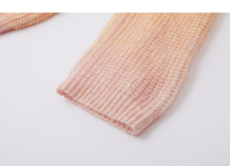 Demana Spring Irregular Gradient V-Neck Slim Knit Cardigan with Wool and Mohair for Petite Women 14