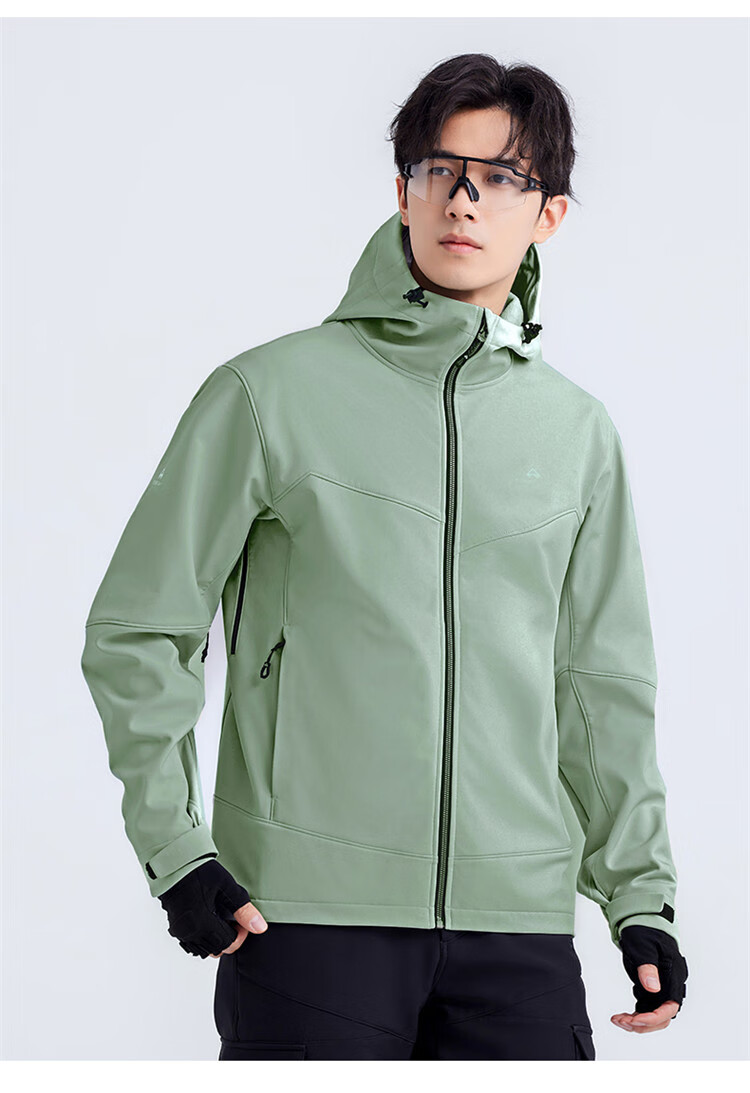 Pioneer Camp Men's Seal Softshell Jacket Spring Autumn Outdoor Mountaineering Waterproof Windproof Fleece Lined Warm Running Sports Jacket 18