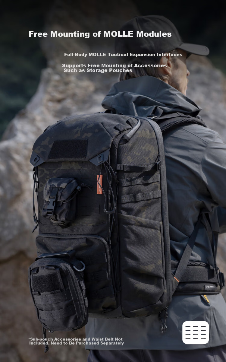 PGYTECH OneMo TAC Camera Backpack Digital Bag Canon Nikon Stabilizer Professional Storage Outdoor Travel DSLR Camera Bag 25L Night Camouflage 5