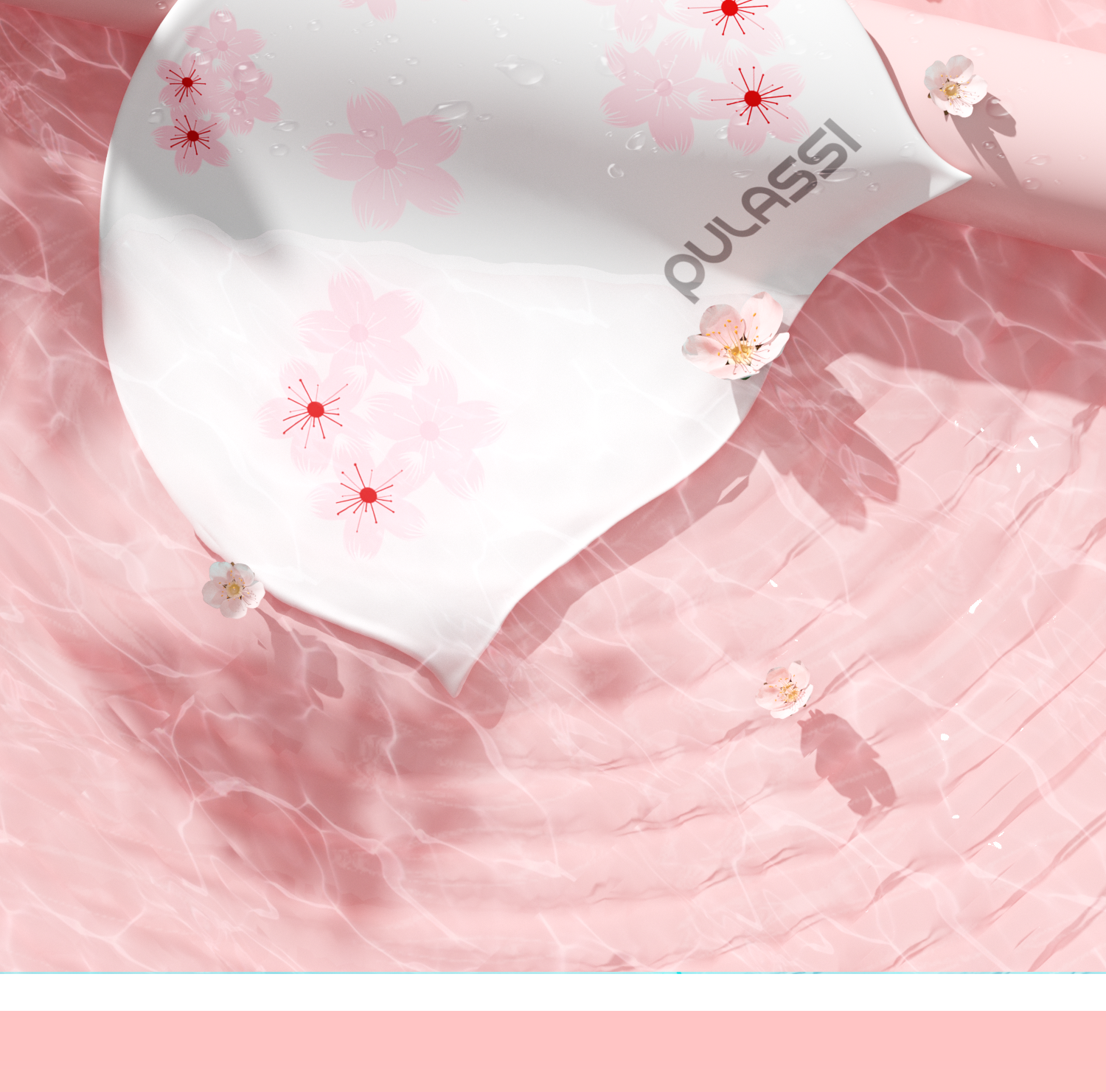 PULASSI Adult Women's Silicone Waterproof Swimming Cap for Long Hair Large Head Circumference Professional Racing Swim Cap Sakura White 2