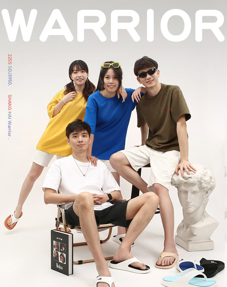 Warrior Official Summer 2026 Outdoor Cushioned Flip Flops for Men, White and Black, Size 38-39 1