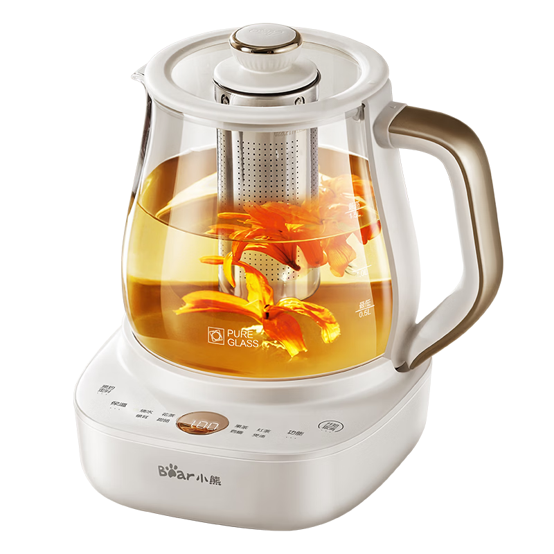 Bear All-Glass Health Pot, Stable Temperature Pot, Pure Glass Multifunctional Water Kettle, Baby Formula Maker for Mothers And Infants, 72h Heat Preservation, 1.5L, YSH-H15F2