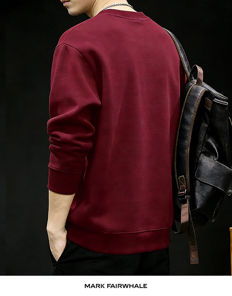 JEEP Men's High-End Loose Fit Sweatshirt Spring Autumn Base Layer Long Sleeve Top Trendy Men's Wear Navy Blue S 13