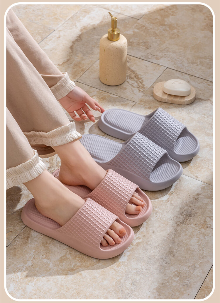 LeTuo Summer Women's Indoor EVA Soft Sole Bathroom Non-Slip Home Slippers Couple Flip Flops Men 12