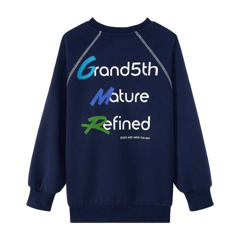 Zuo Xi Boys' Sweatshirt 2026 New Spring Children's Letter Graffiti Sports Top Navy Blue 160