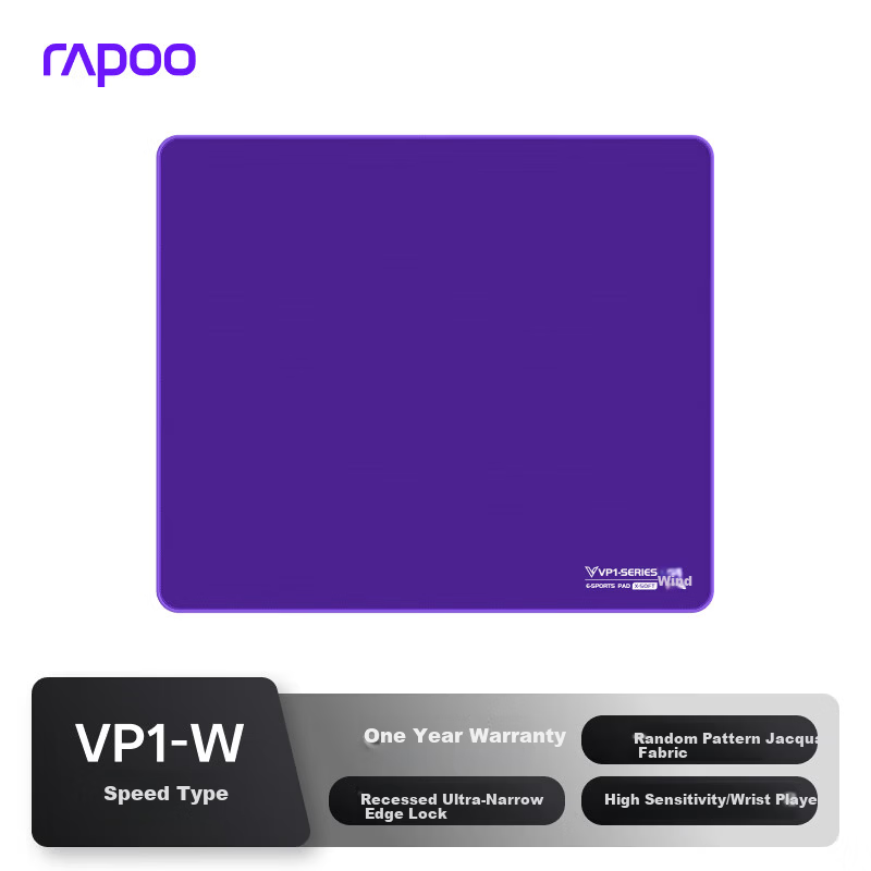 Rapoo VP1 Gaming Mouse Pad Competitive FPS CSGO/Valorant/Operation Delta Mouse Pad Rubber Base Rough Surface VP1-W Blue Purple (Wind)