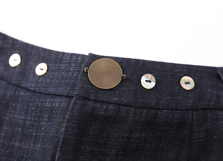 Demana [with Cloud Oxygen Cotton] Spring Smart Commuter Design Pleated Decorative Button Straight Wide-Leg Women's Jeans 16