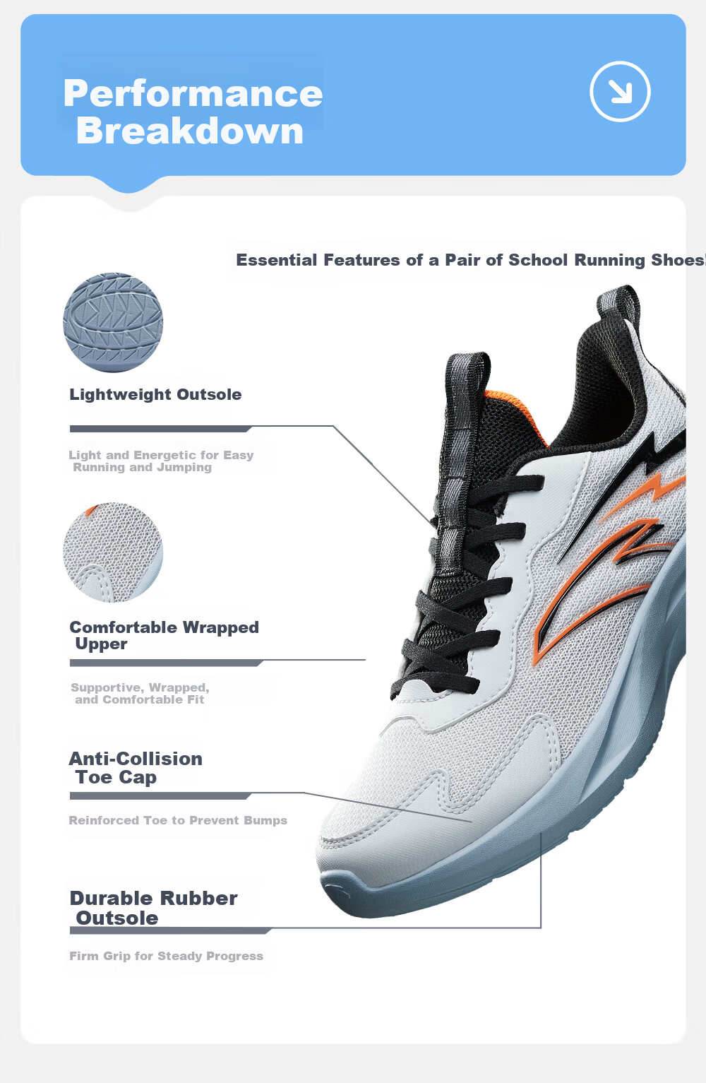 ANTA Kids Lightweight Running Shoes Unisex 2026 Spring Breathable Mesh Sports Sneakers Campus Casual A12615561 12