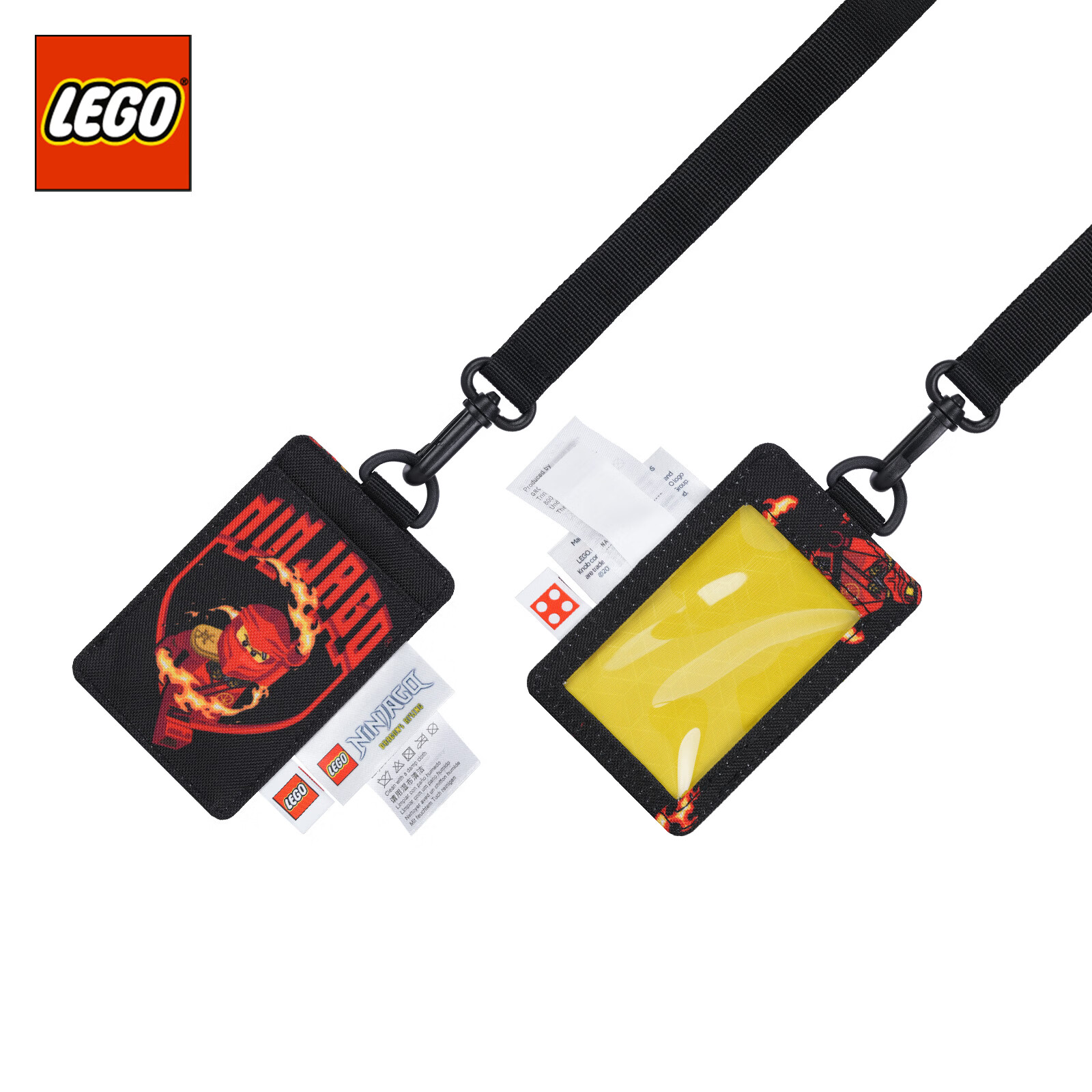 LEGO Card Holder Student Children's Bus Card Case Campus Meal Card Access Card with Lanyard Badge Ninjago Kai Black Red 20331