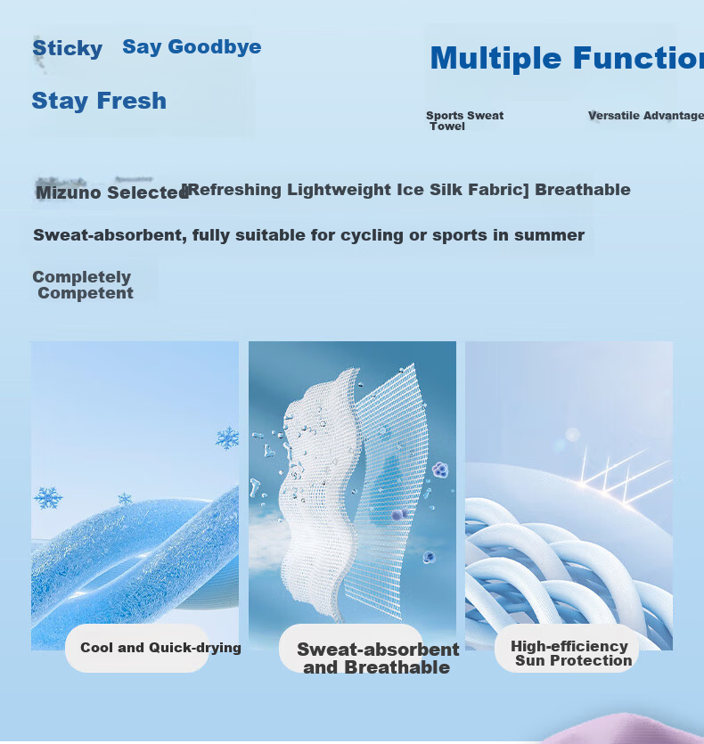 MIZUNO Sports Cycling Wristband Quick-Dry Sweat-Absorbing Wrist Towel Summer Ice Silk Cooling Running Cycling Face Mask B502 3