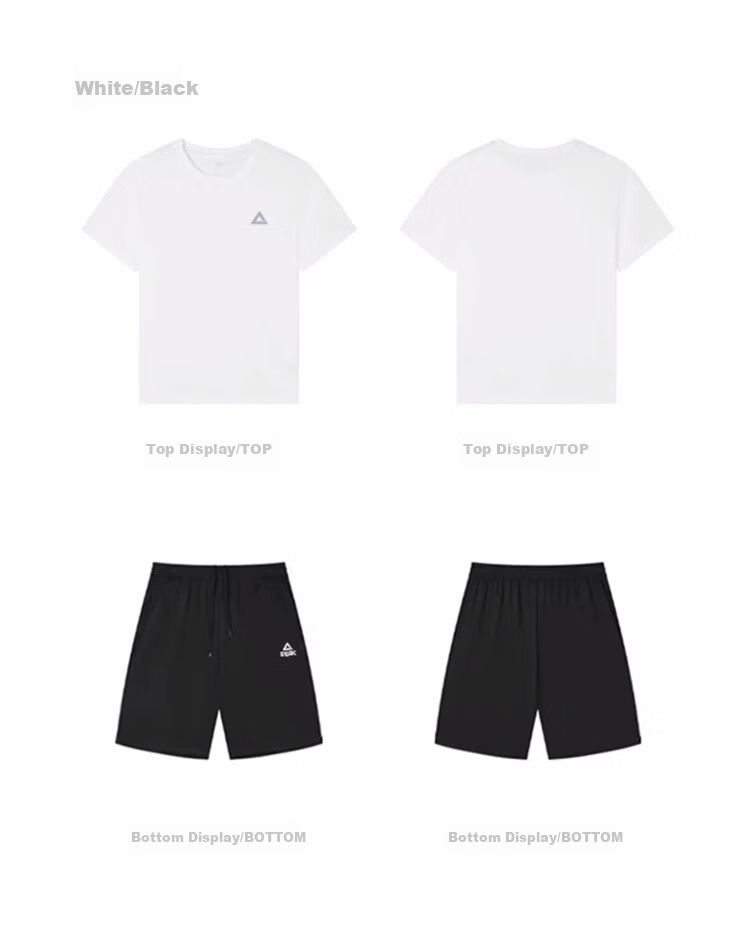 PEAK Men's Badminton Quick-Dry Breathable Running Fitness Loose Two-Piece Set Shorts + Short Sleeve Sports Suit Black XL 12