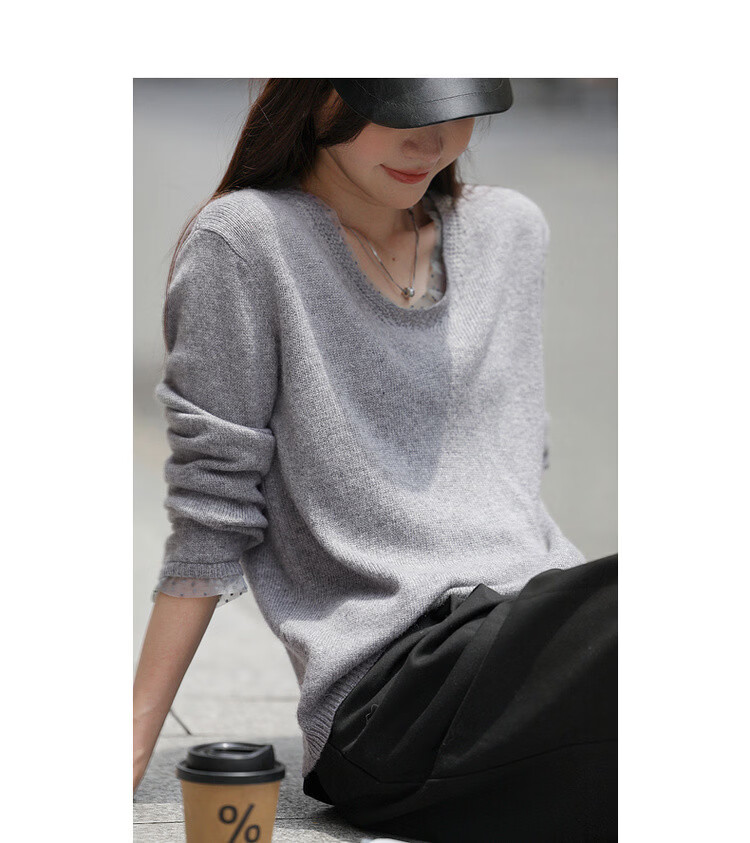 Mt 【Cozy Wool】Autumn Luxury Patchwork V-Neck Soft Loose Knit Sweater for Women 10