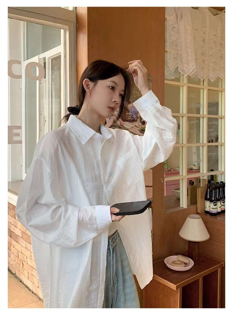 ICH MODE "Island Memory" Summer Physical Sunscreen Shirt Beach Tencel Shirt Cover-up Lightweight Jacket Blue XL 4
