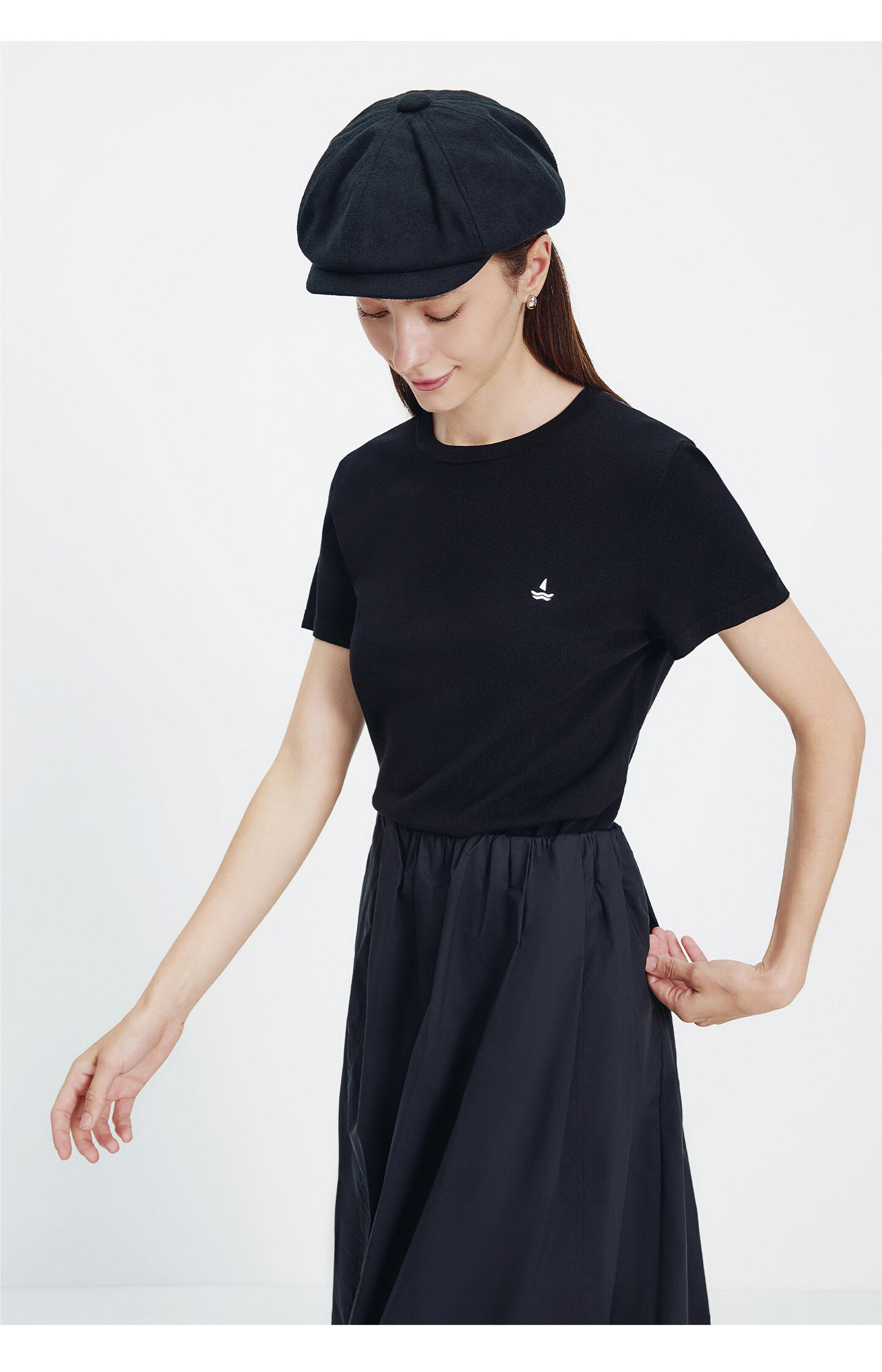 Navigare Small Sailboat Basic Short Sleeve T-Shirt Women 2026 New Round Neck Solid Color Knit Top 2325506507 63
