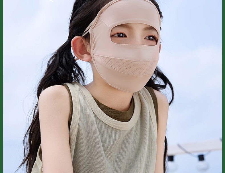 Yalu Kids Sun Protection Face Mask for Girls and Boys 2026 Summer Full Face UV Protection Ice Silk Sunshade Mask 24