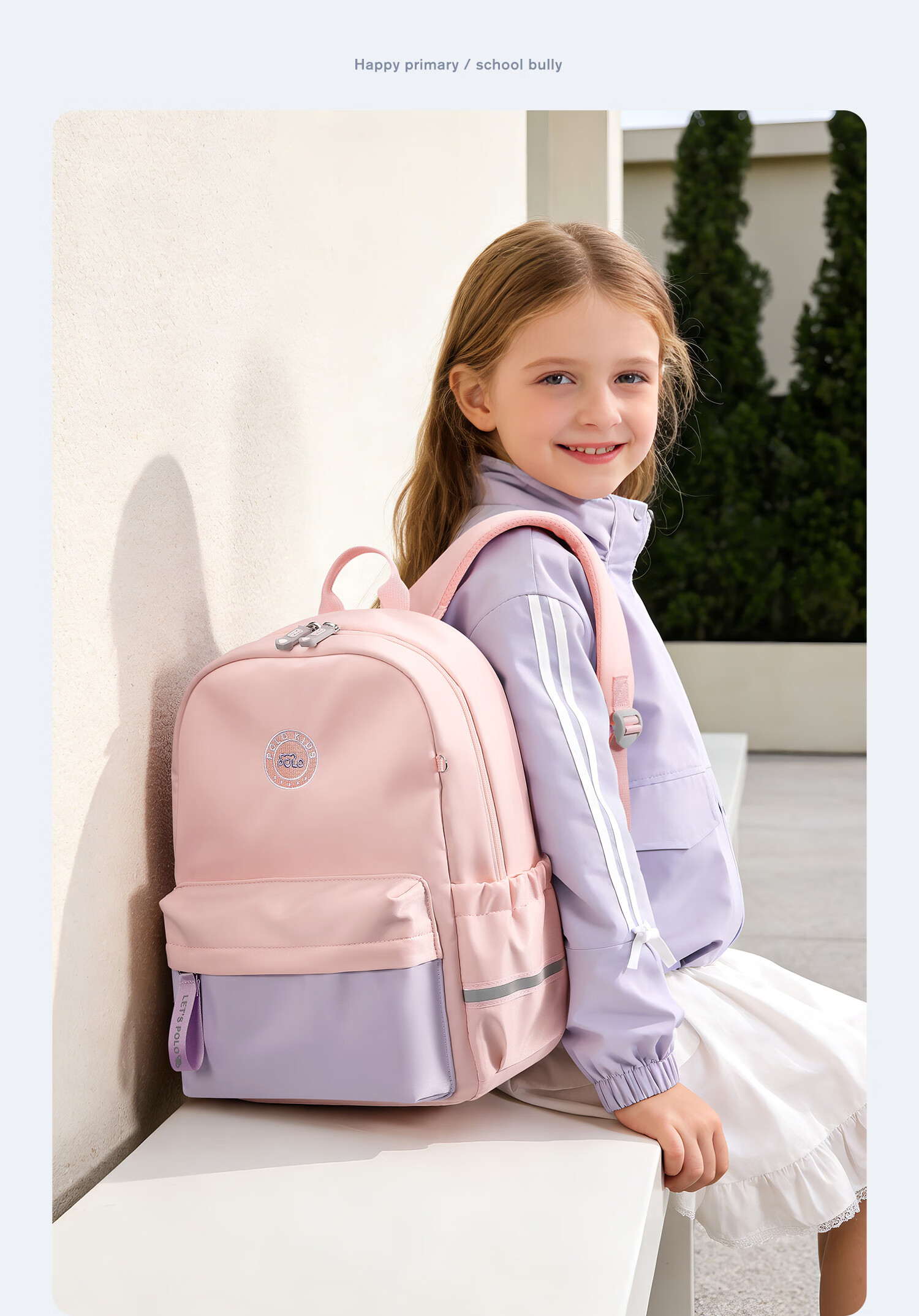 POLO Backpack for Elementary School Boys Kids Double Shoulder Bag Grades 1-3 Outdoor Travel Bag Study iPad Backpack Research Bag 20