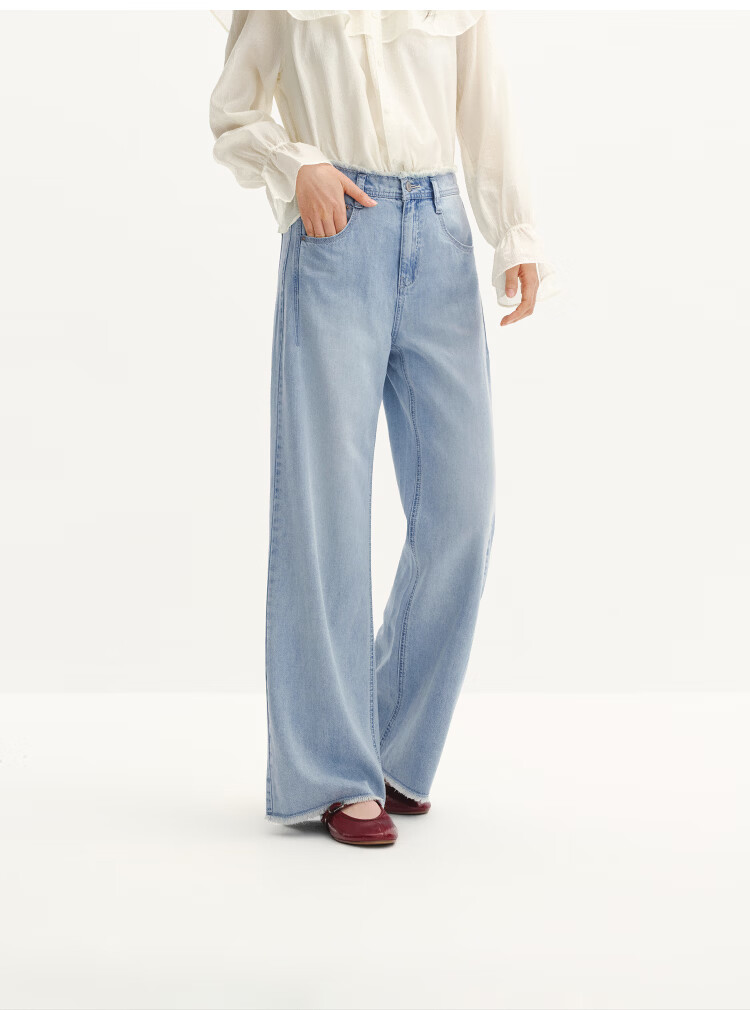 Semir Senrou Women's Summer Cool Antibacterial Loose Hemp Wide-Leg Jeans 2026 Trousers 109326124001 19