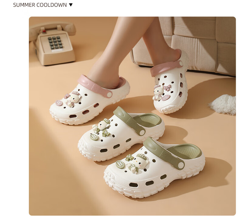 Cartelo Crocodile Women's Summer Tire Sole Hole Sandals Cute Beach Slippers Green 36-37 1739 8