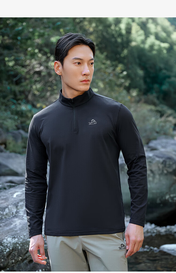 Pelliot Outdoor Quick-Dry T-Shirt Unisex Spring Summer Sports Casual Long Sleeve Stand Collar Breathable Running Hiking Shirt 115316032 4