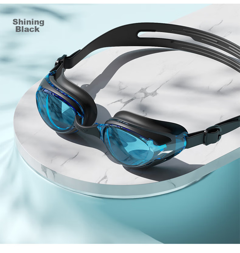 Li-Ning Swimming Goggles And Cap, Waterproof Anti-Fog High-Definition Swim Glasses for Men And Women, Myopia Swimming Goggles, Black 24-19 Myopia 450 Degrees 18