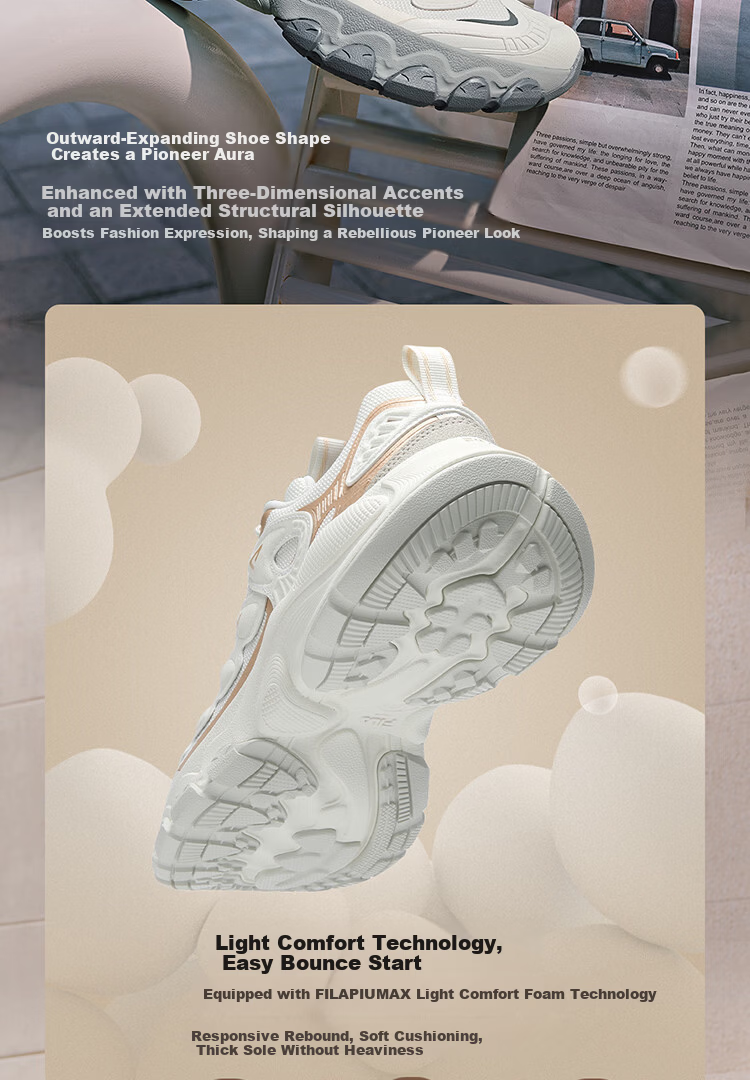FILA Official Women's Mushroom Dad Sneakers 2026 Spring Casual Sports Shoes 6