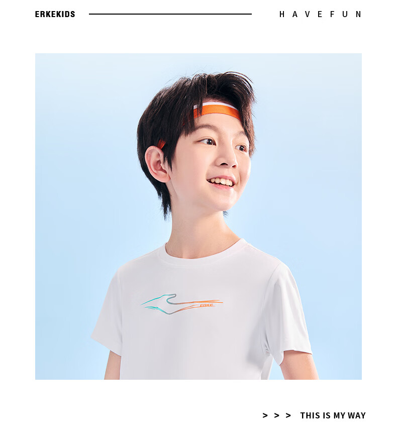 ERKE Kids Boys and Girls Quick-Dry Short Sleeve Children's Crew Neck Summer UV50+ Sun Protection T-Shirt White 110 28