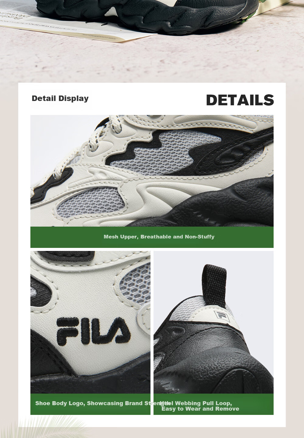 FILA Official Yang Mi Same Style Fern 2S Women's Dad Sneakers 2026 Spring Casual Platform Sports Shoes 10