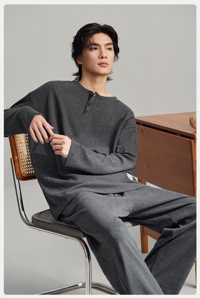 Caramella Men's Loungewear Set 2026 New Spring Autumn Cotton Long Sleeve Casual Soft Wearable Pajamas for Men 6