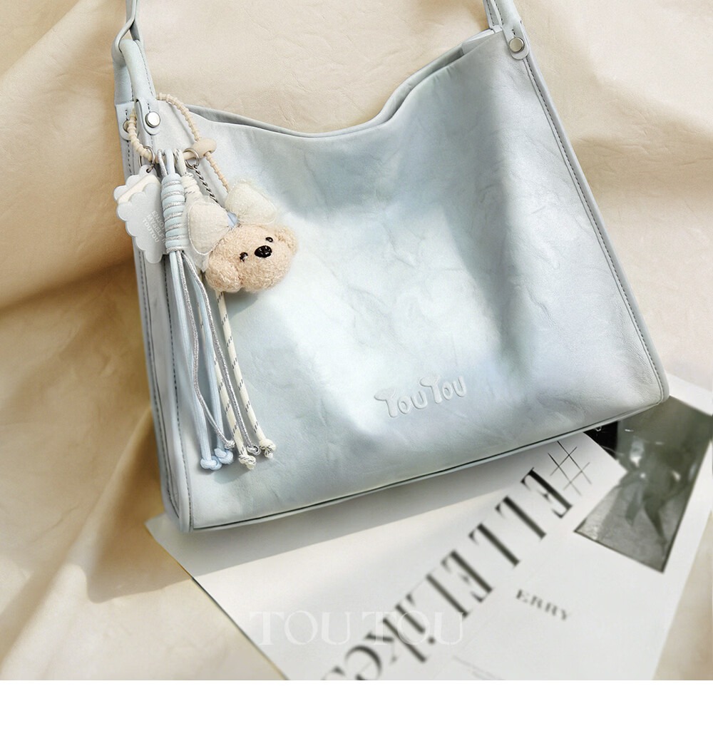 Toutou 2026 New Blue Tote Bag Women's Soft Leather Shoulder Underarm Bag for Work Commuting Birthday Gift for Girlfriend 8