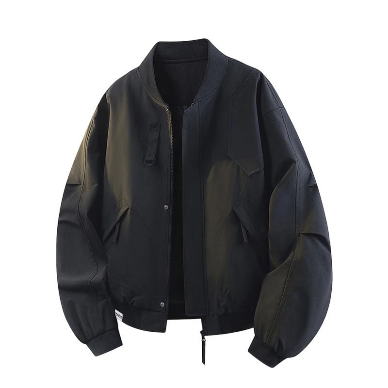 MARK FAIRWHALE Men's Spring Autumn American Workwear Jacket Loose Fit Baseball Coat Black L