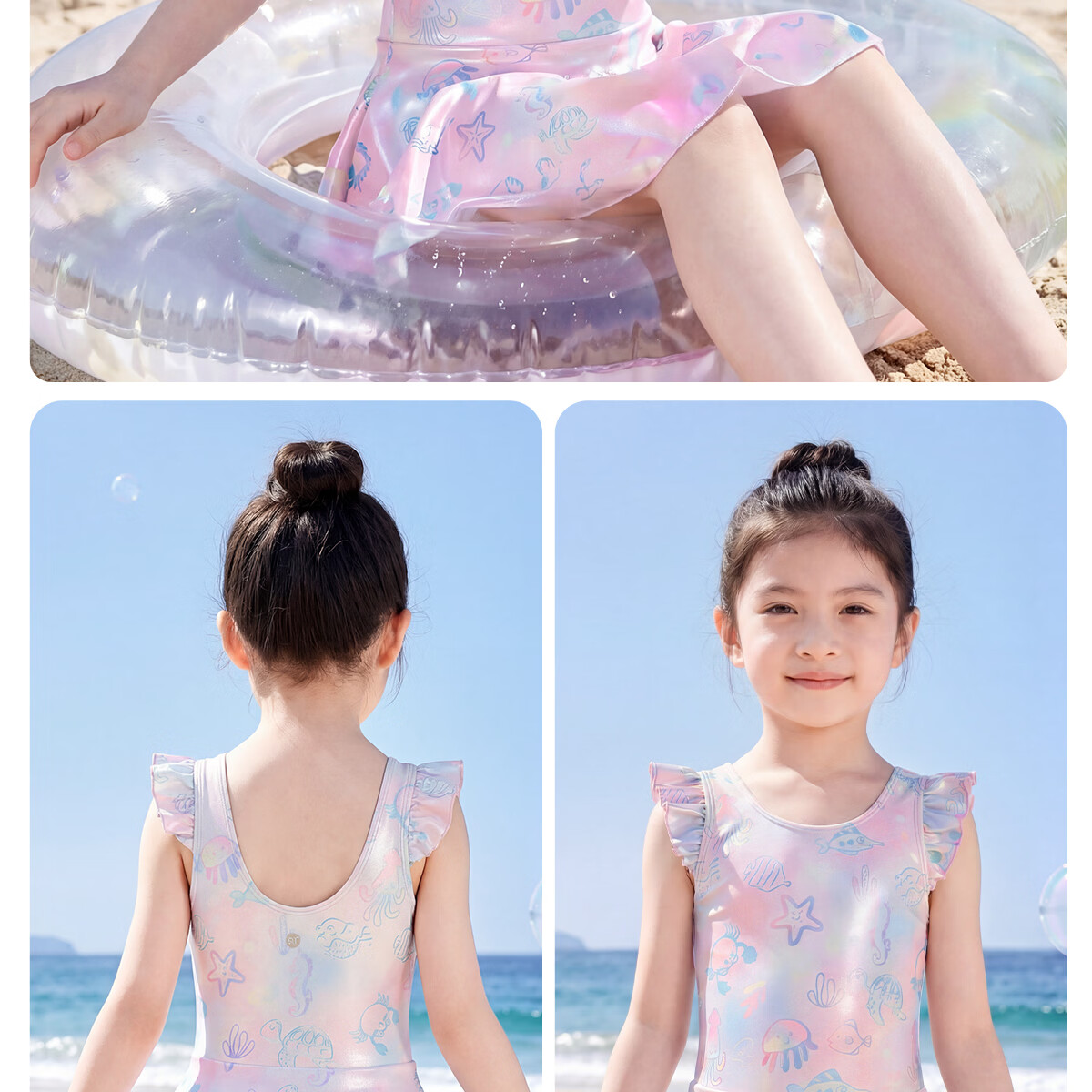 361° Kids Girls One-Piece Skirted Swimsuit Breathable Comfortable Princess Style Toddler Swimwear for Hot Springs and Swimming 17