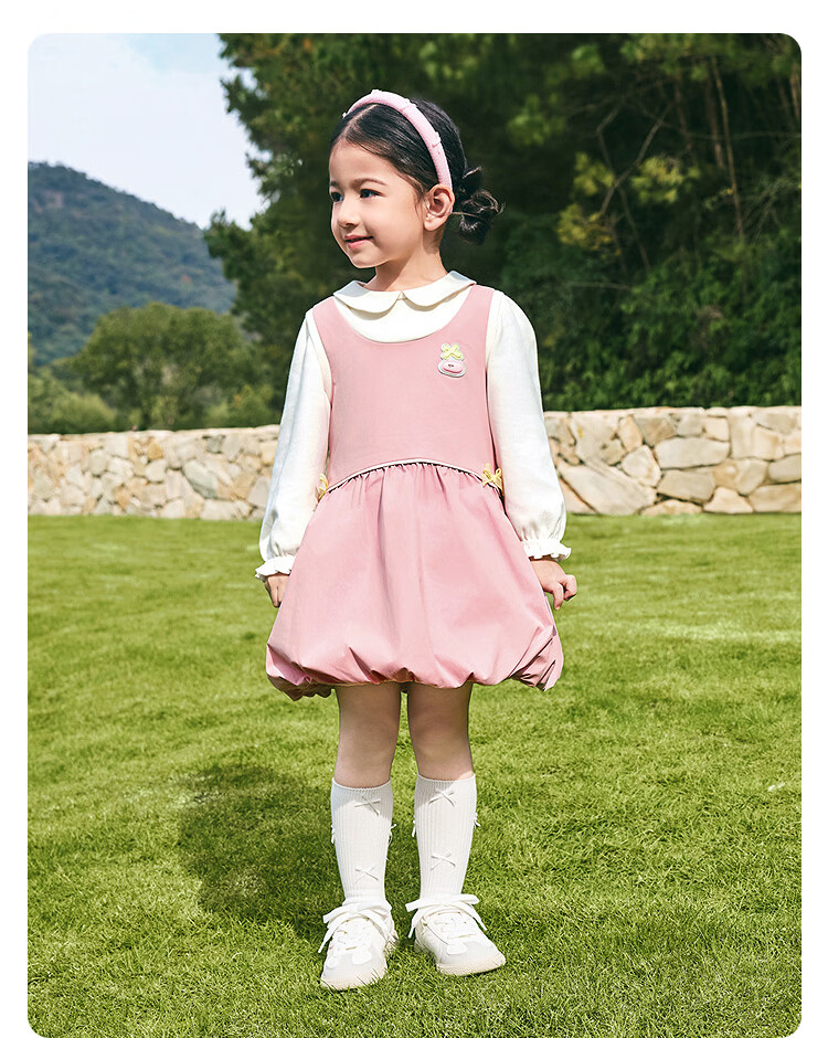 Balabala [balaOne] Kids Children's Dress Girls 2026 New Spring Fake Two-Piece Spliced Dress 11