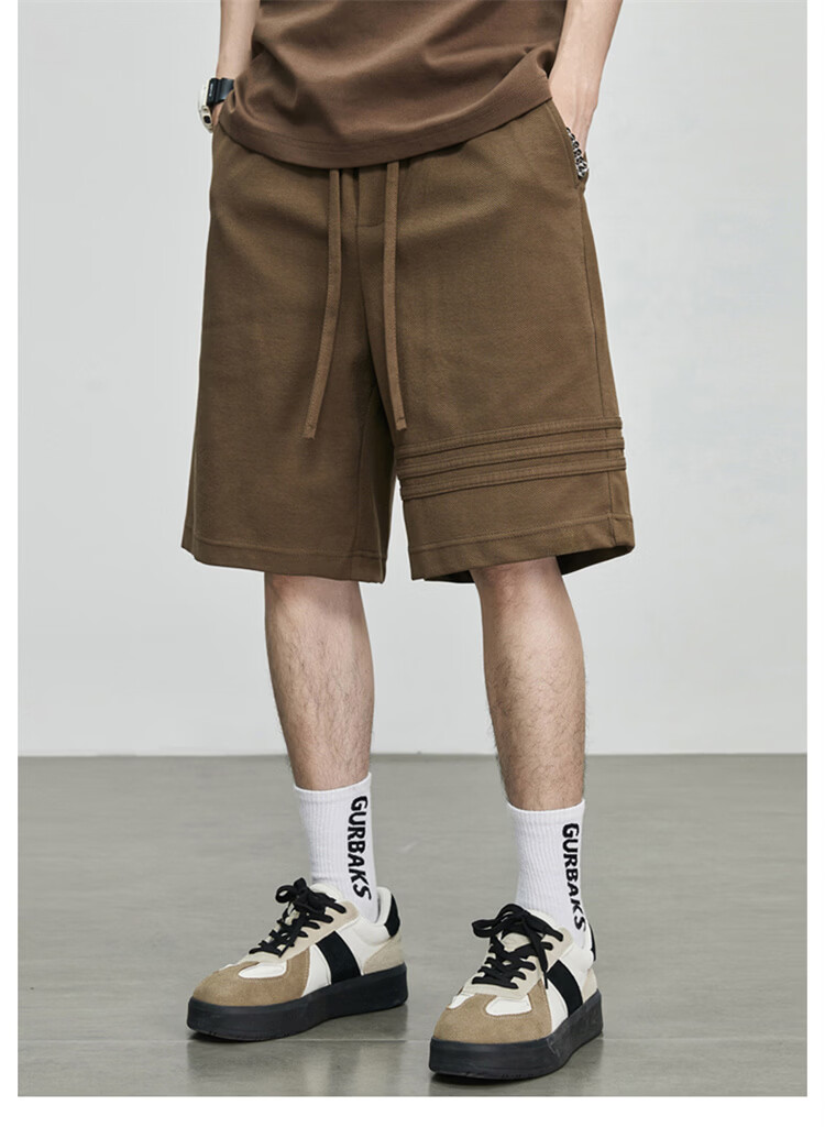 MARK FAIRWHALE Men's Summer Trendy American High Street Vintage Loose Straight Casual Sports Shorts 1