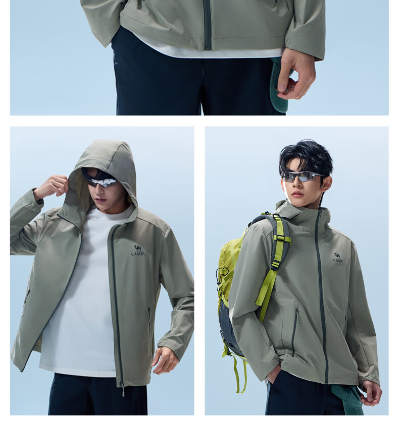Camel Men's Spring Autumn Outdoor Sports Windproof Water-Repellent Softshell Jacket M16BA6V022 35