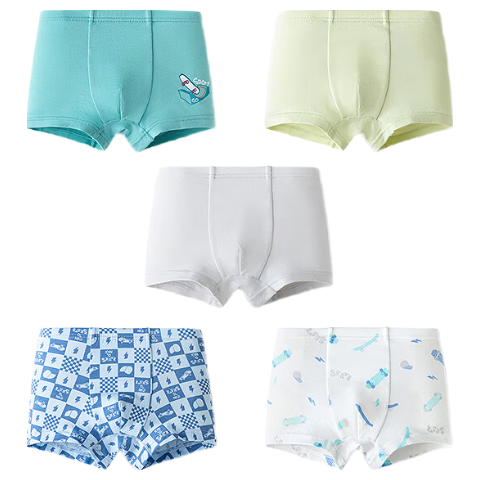 Balabala Kids Cotton A-Class Girls' Boxer Briefs Children's Underwear Baby Antibacterial Soft Five-Pack