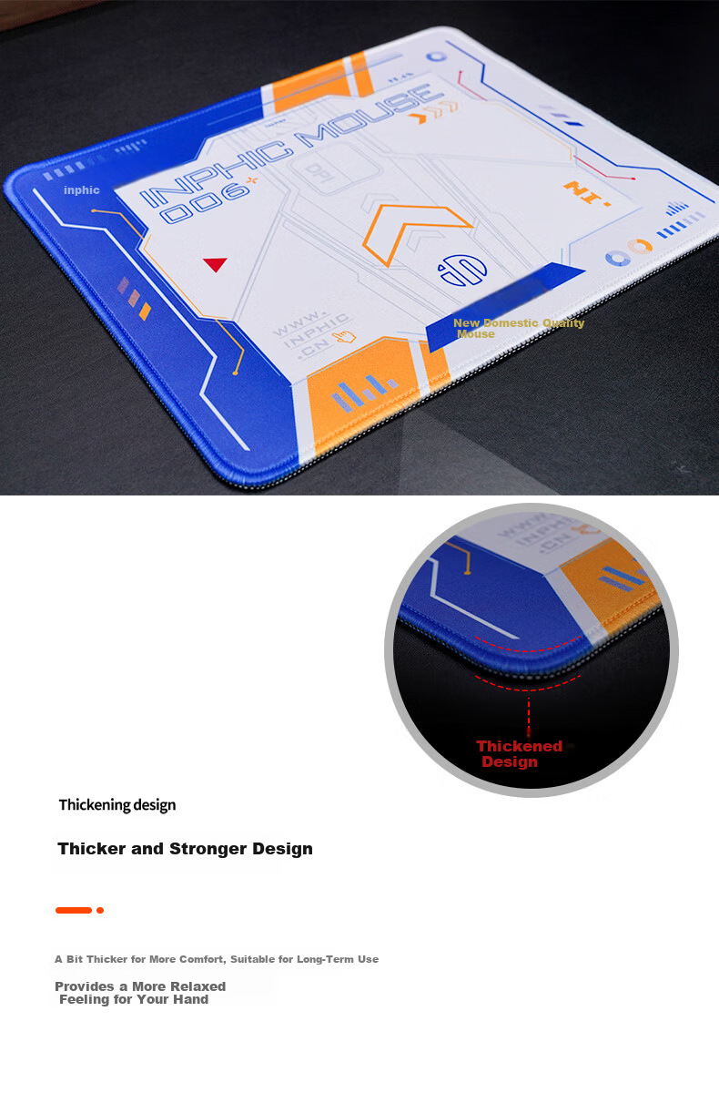 INPHIC PD60 Mouse Pad M6P Mecha Gaming Office Mouse Pad Natural Rubber Non-Slip Washable 3