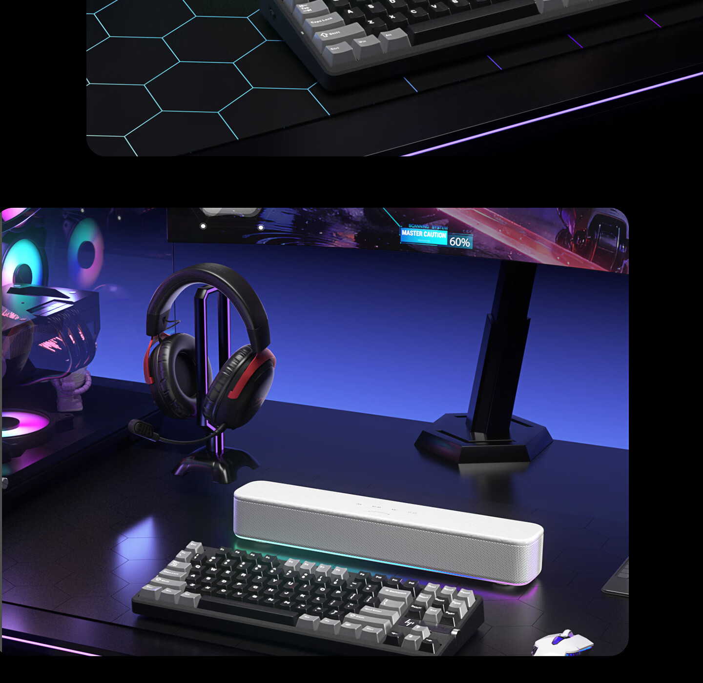 HP Konggu Bluetooth Wired Desktop Computer Subwoofer Touch RGB Gaming Soundbar Black 8